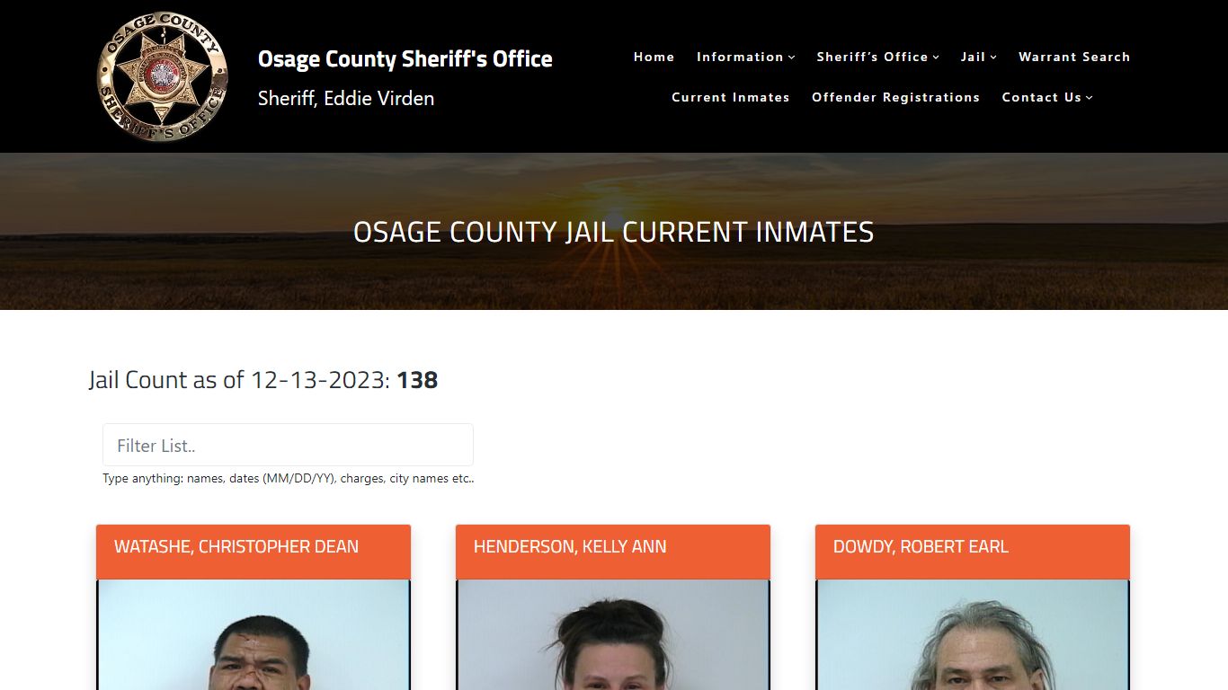 Osage County Jail Current Inmates – Osage County Sheriff's Office